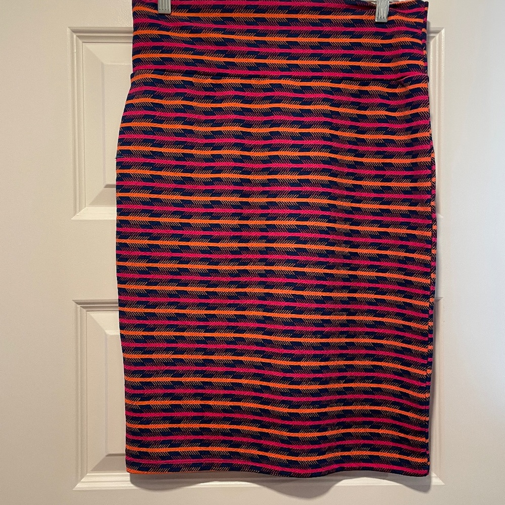 Navy skirt with pink and orange stripe Cassie skirt